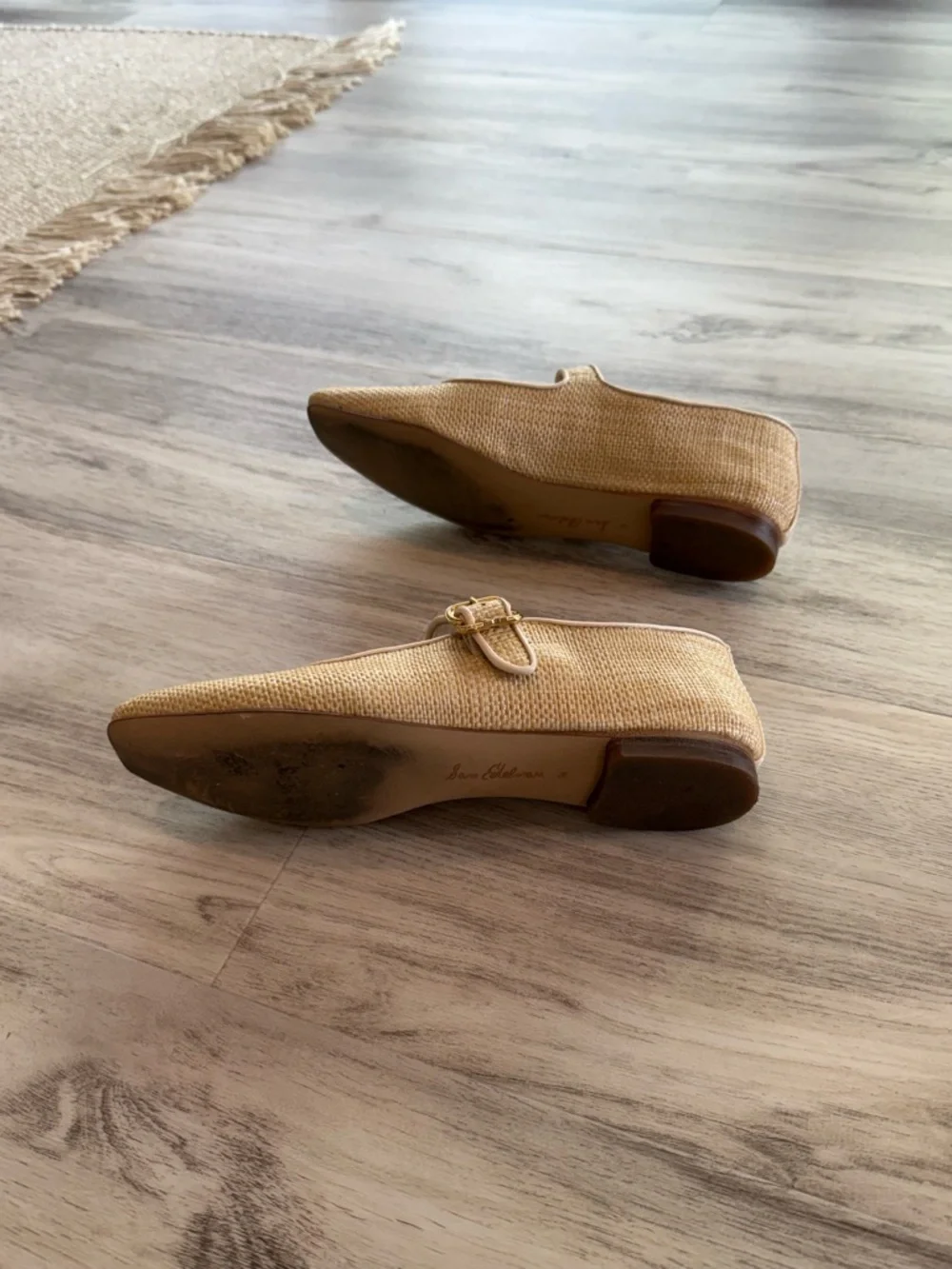 Sam Edelman Straw Mary Jane Flats in Light Beige - Picture 5 of 5